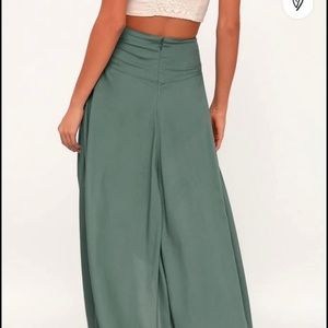 Lulus Ambrosio Dark sage green high low maxi dress